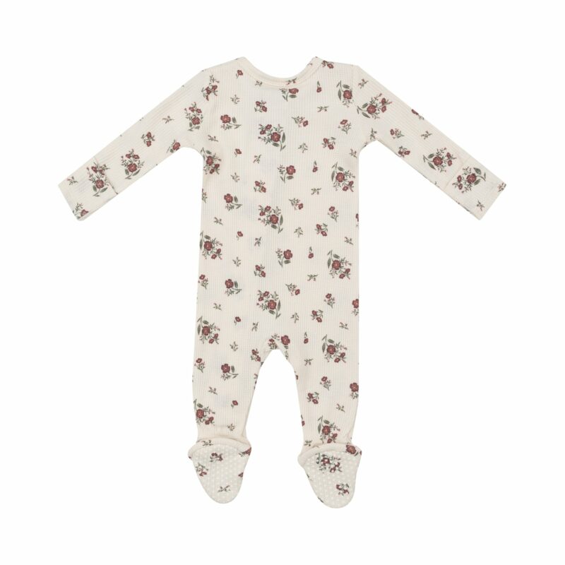 Misty Rose Floral Bamboo Viscose Zipper Footie