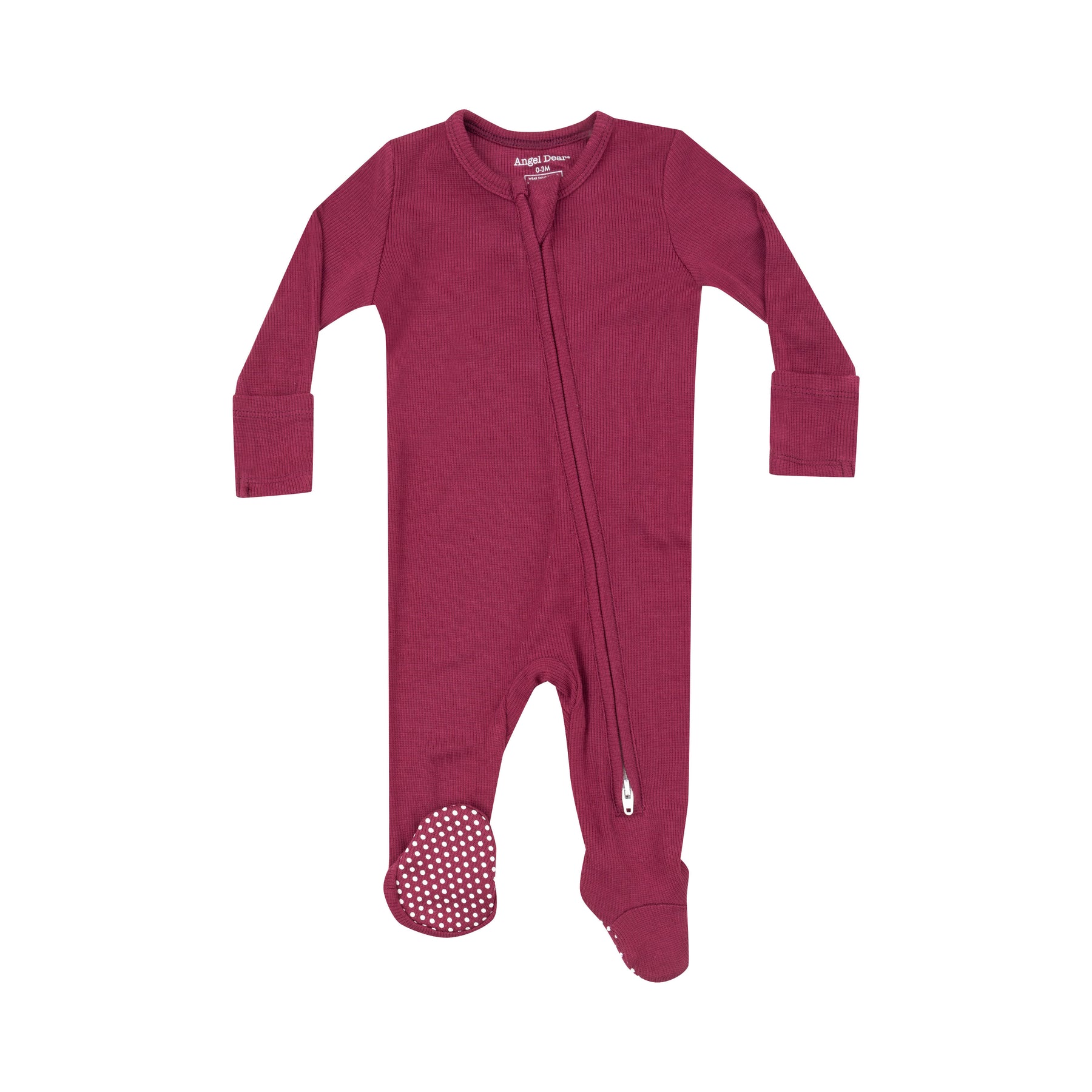 Angel Dear Ribbed Rose Bud Bamboo Viscose Zipper Footie