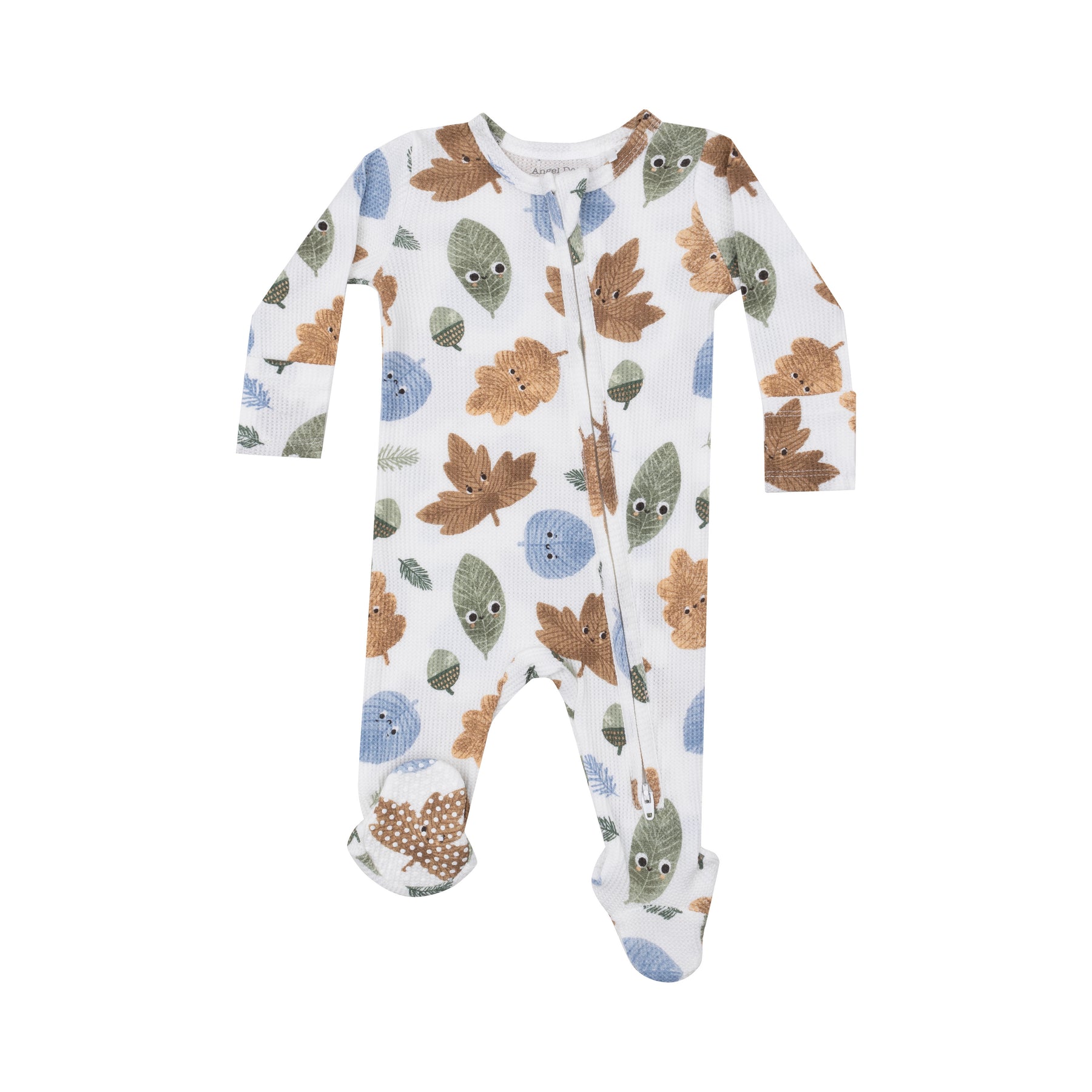 Angel Dear Cuddly Leaves Bamboo Viscose Zipper Footie