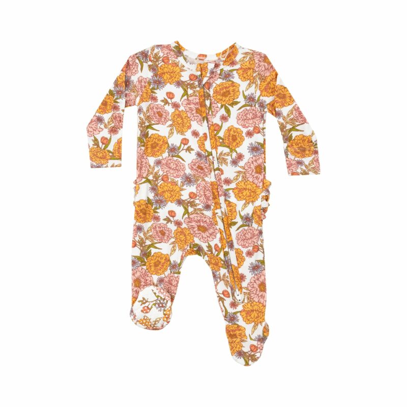 Angel Dear Ambers Floral Ruffle Zipper Footie