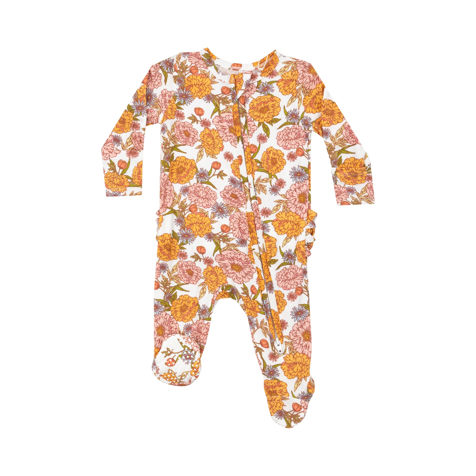 Angel Dear Ambers Floral Ruffle Zipper Footie