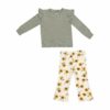 Angel Dear Ribbed Baby Sunflowers Ruffled Waffle Shirt Outfit Set