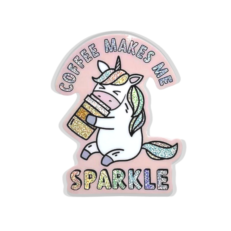 Coffee Makes Me Sparkle Unicorn Sticker from Wildly Enough