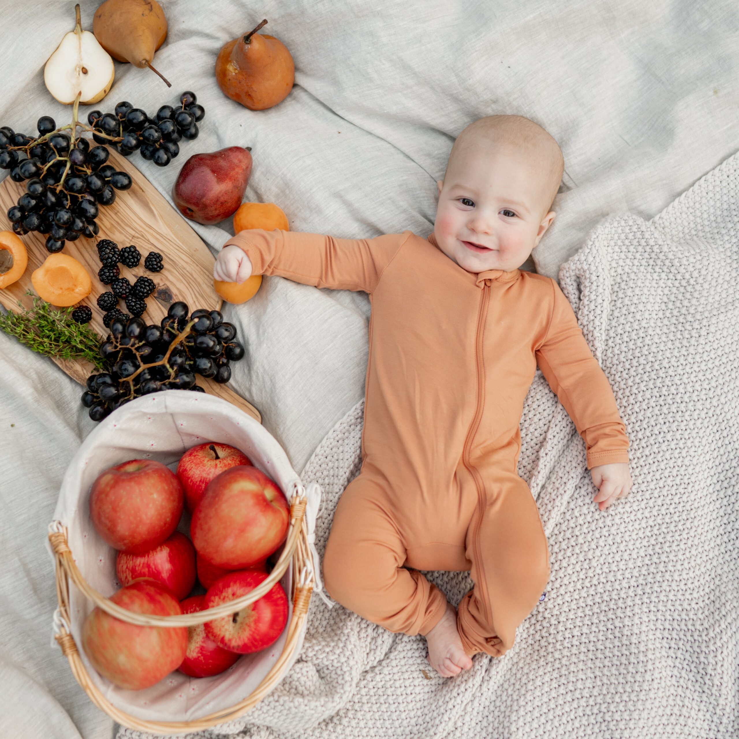 Kyte BABY Zippered Romper in Apricot