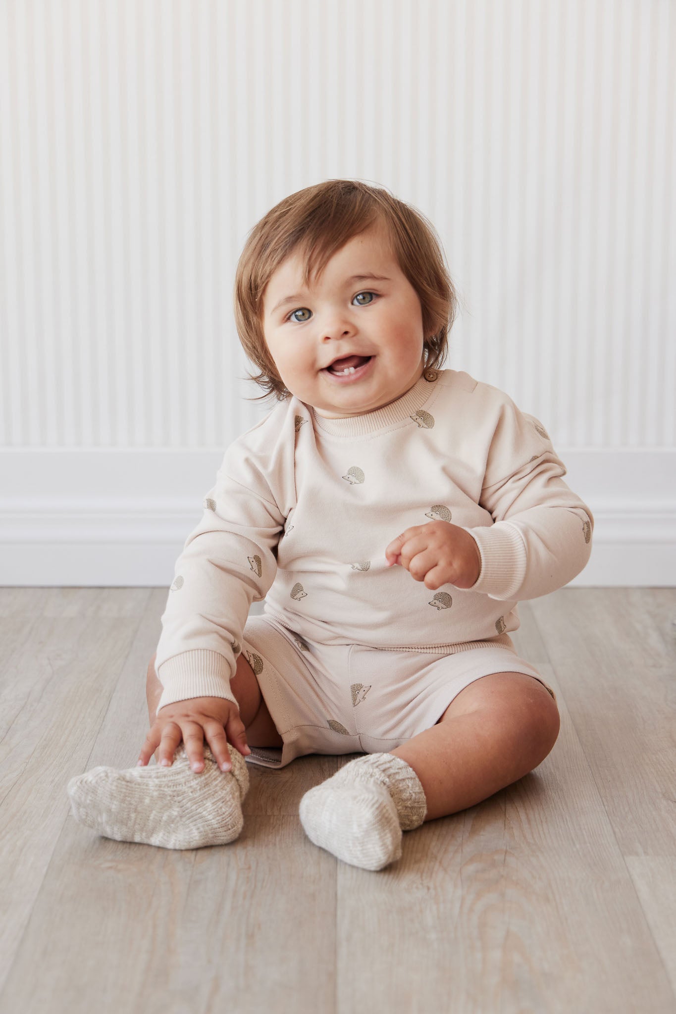 Jamie Kay Organic Cotton Kit Sweatshirt in Henry Hedgehog Birch 