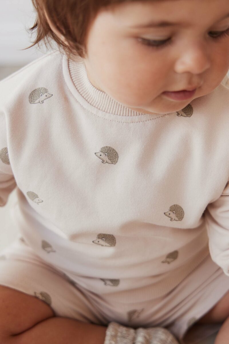 Organic Cotton Kit Sweatshirt in Henry Hedgehog Birch  from Jamie Kay