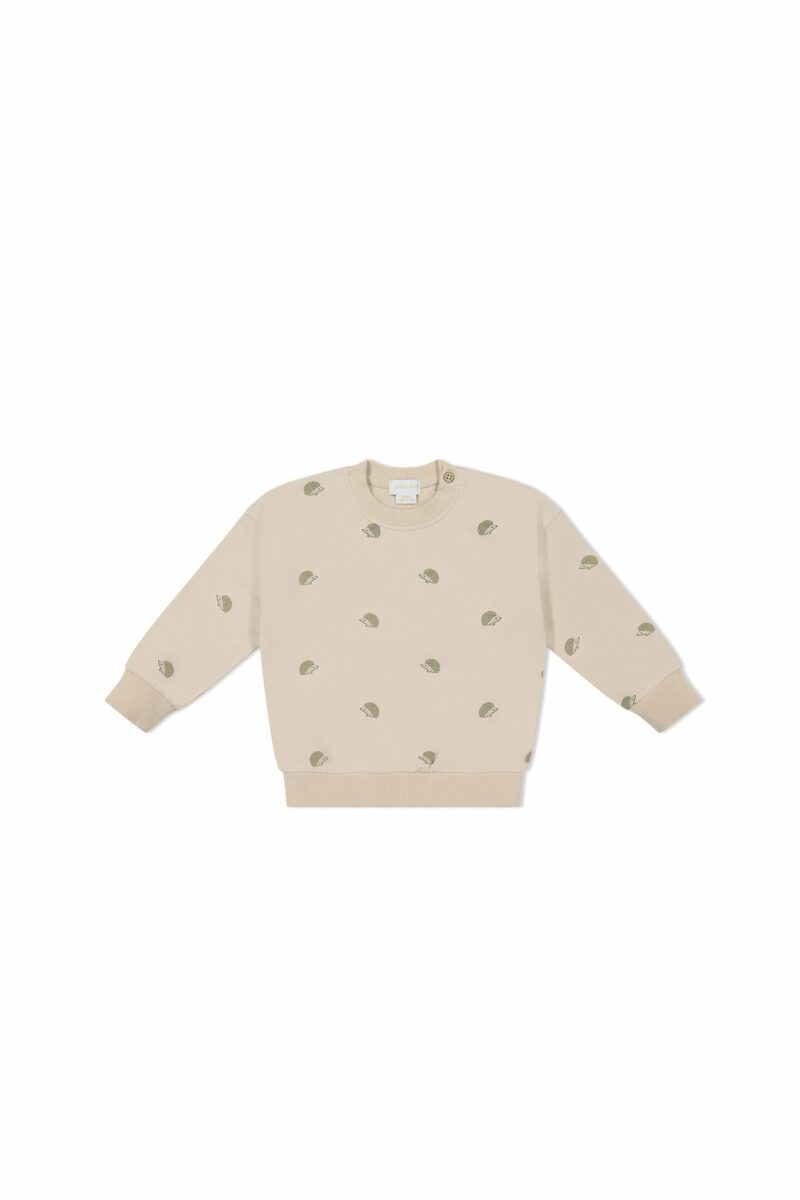 Organic Cotton Kit Sweatshirt in Henry Hedgehog Birch 