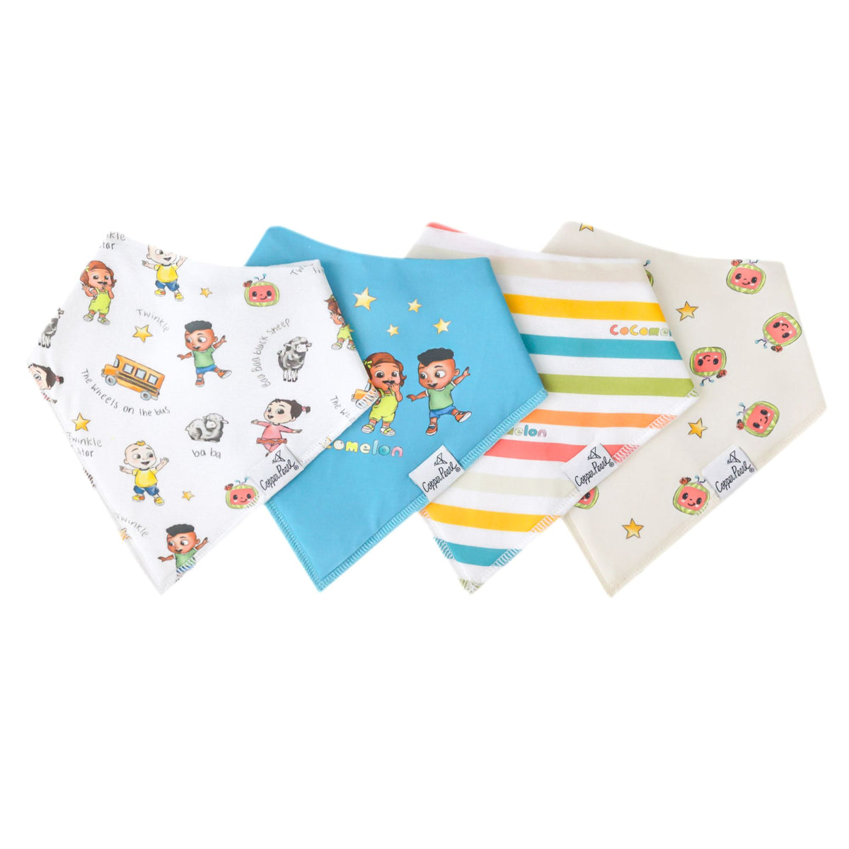 Copper Pearl CoComelon Friends Bandana Bib Set 4-Pack