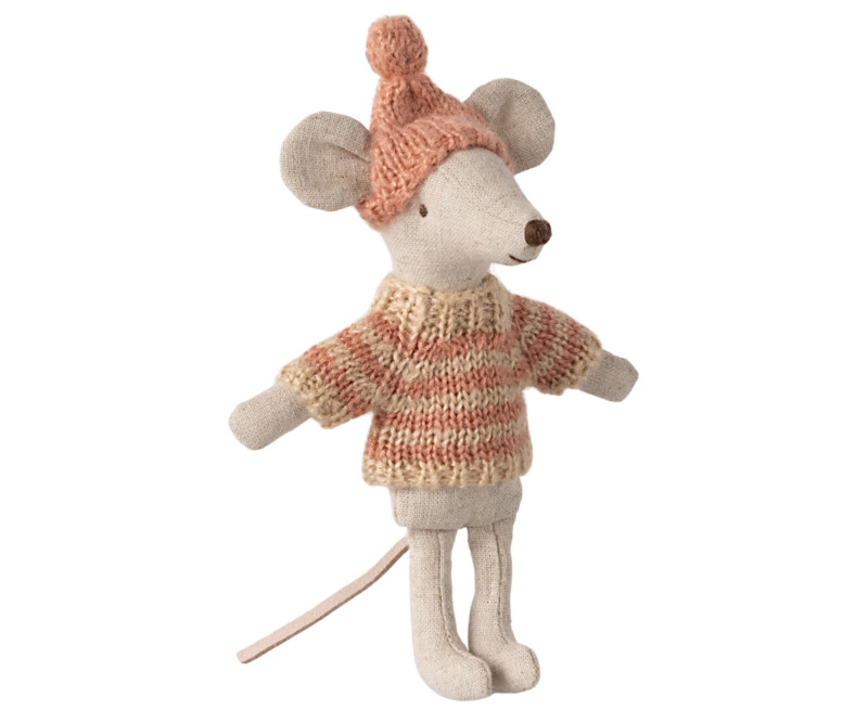 Knitted Sweater and Hat for Big Sister Mouse made by Maileg