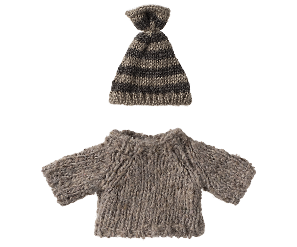 Maileg Knitted Sweater and Hat for Big Brother Mouse