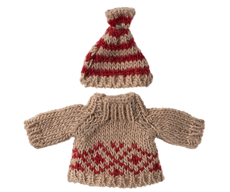 Maileg Knitted Sweater and Hat for Mum Mouse