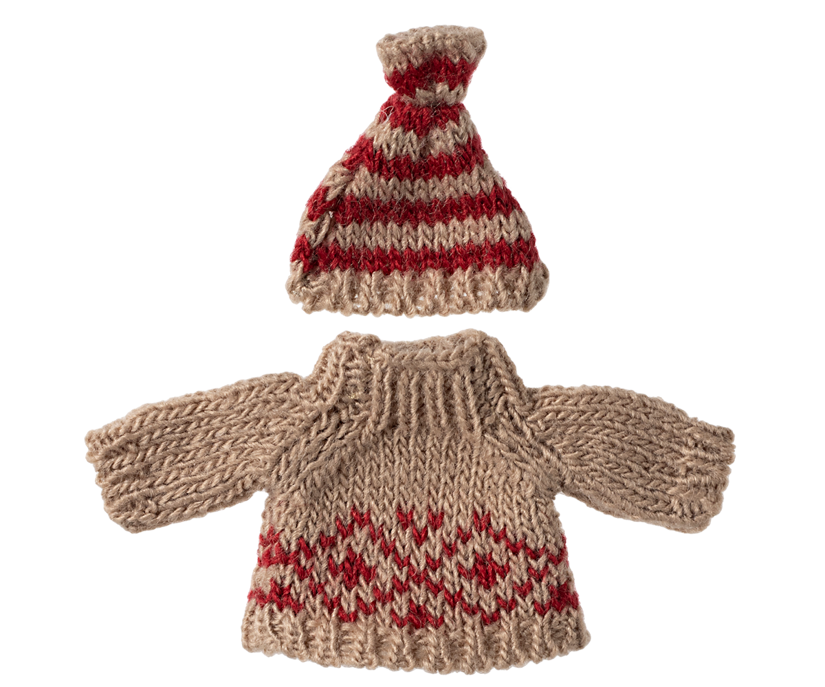 Maileg Knitted Sweater and Hat for Mum Mouse