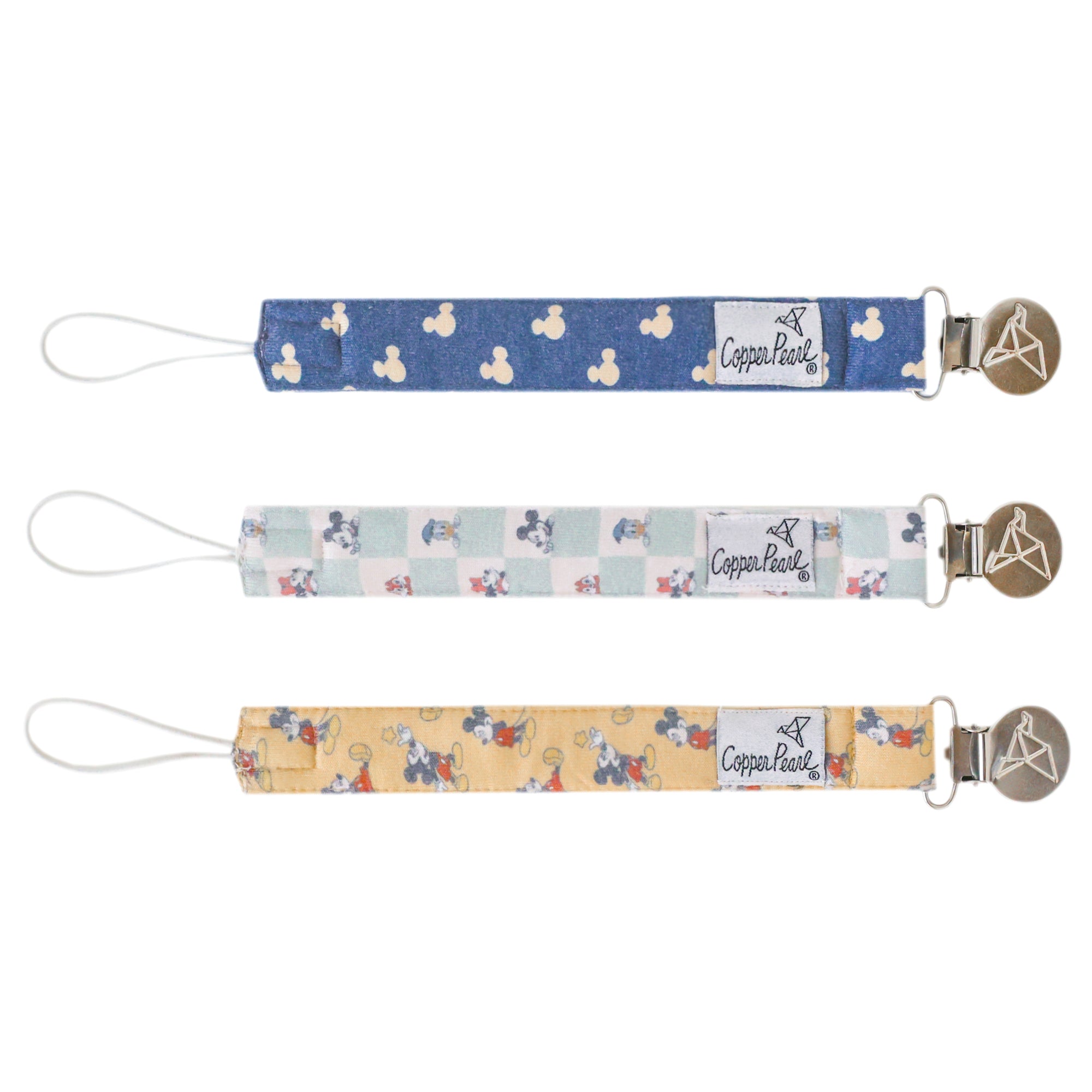 Copper Pearl Mickey Mouse and Friends Binky Clip Set 3-Pack