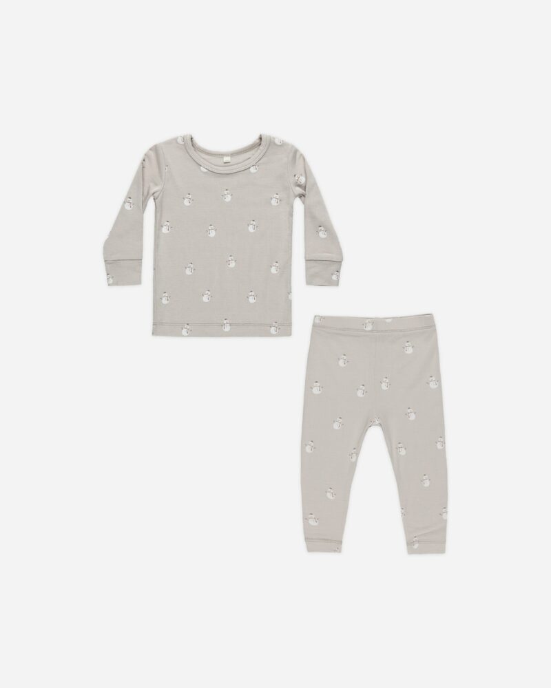 Bamboo Pajama Set In Snowmen from Quincy Mae