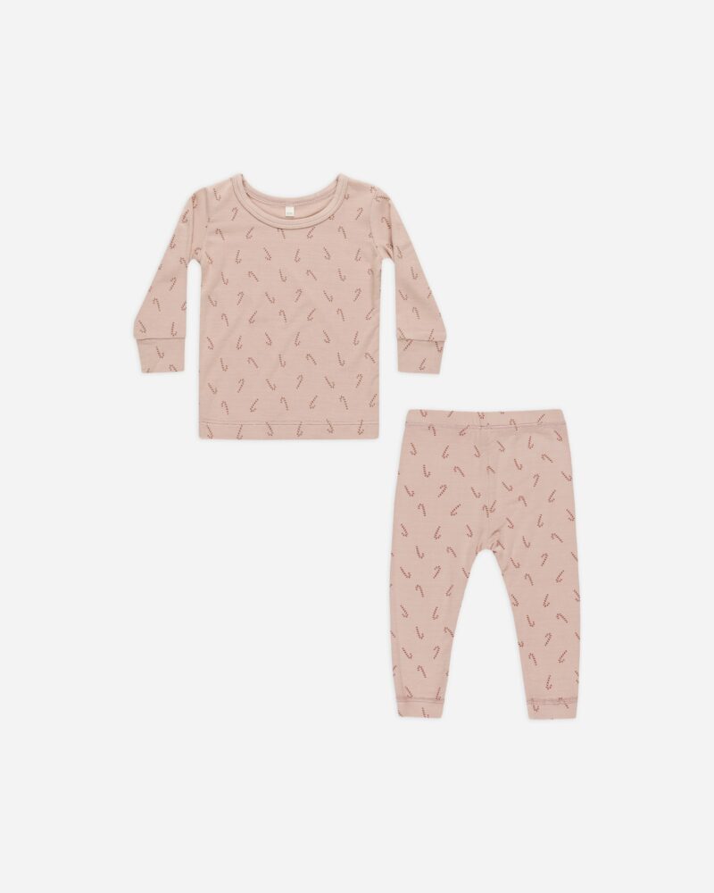 Bamboo Pajama Set In Candy Cane from Quincy Mae