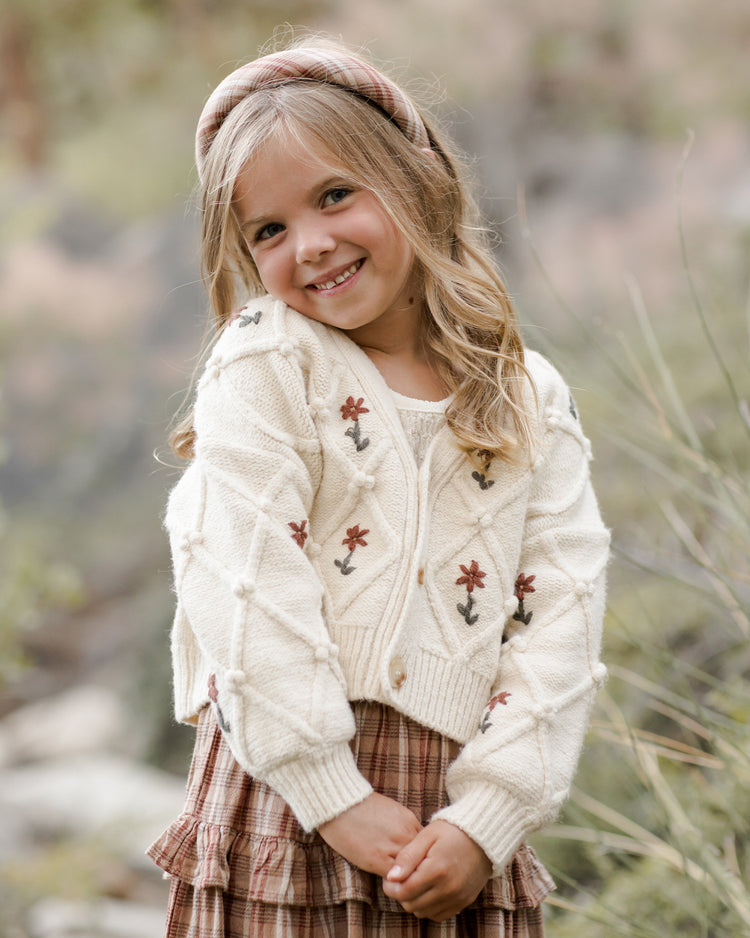 Rylee + Cru Boxy Cardigan in Winter Floral Embroidery