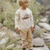 Rylee + Cru Raw Edge Long Sleeve Tee in Truck