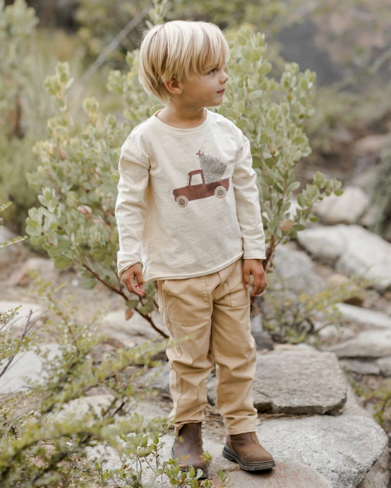 Rylee + Cru Raw Edge Long Sleeve Tee in Truck