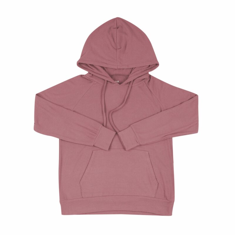 Women's Ribbed Hoodie in Dusty Rose