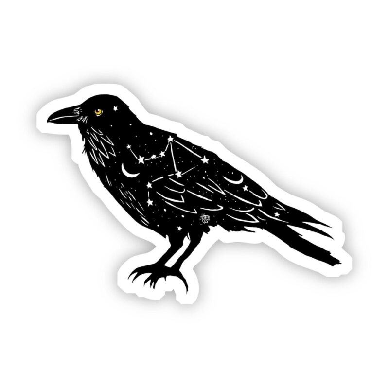 Big Moods Black Bird With Stars Sticker