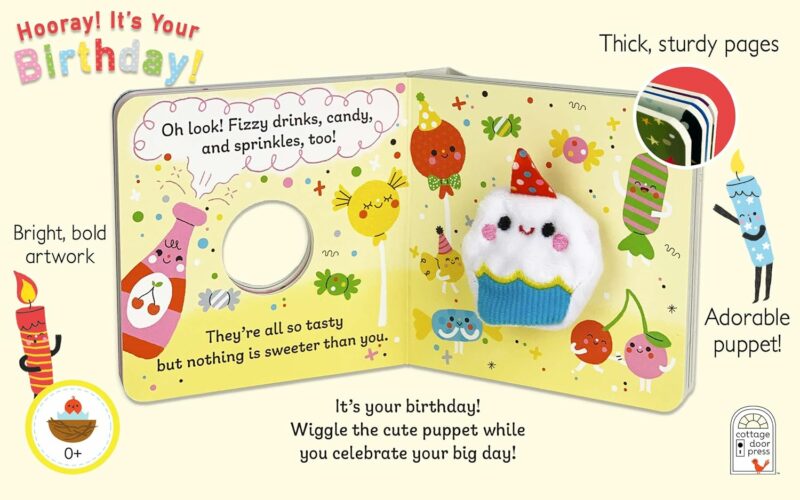 Cottage Door Press Hooray! It's Your Birthday! Finger Puppet Board Book Children's Books