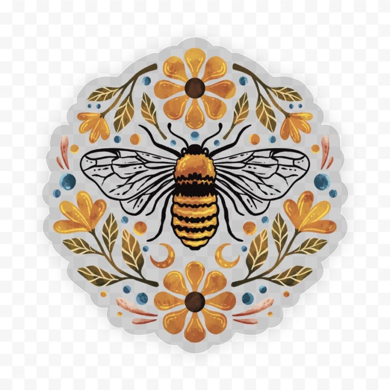 Flowers And Bee Clear Sticker from Big Moods