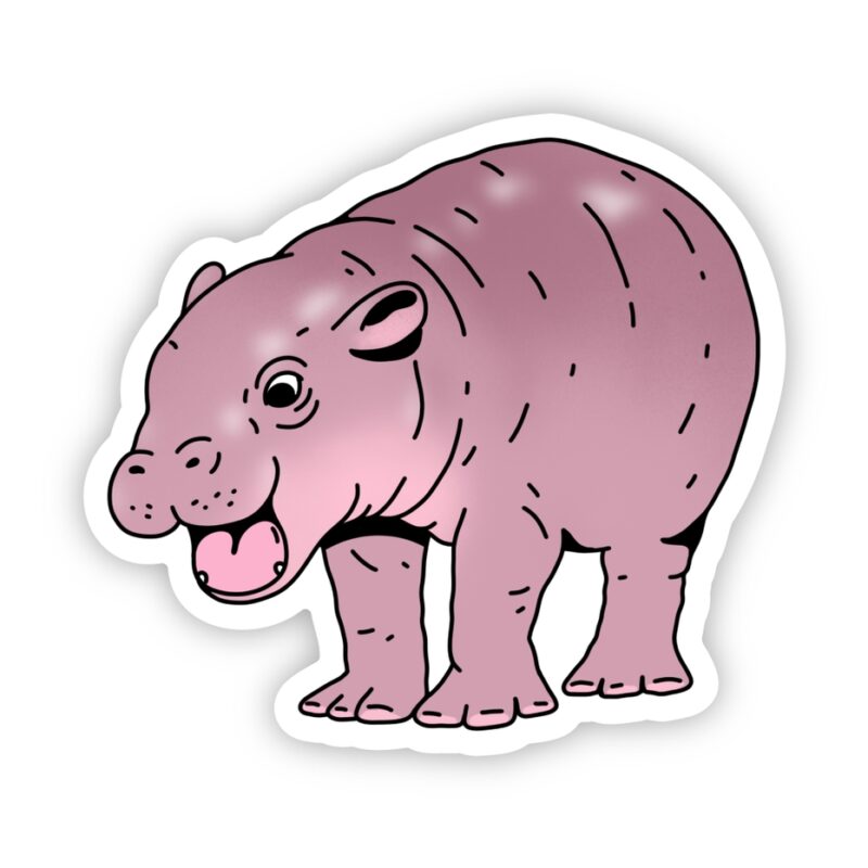 Big Moods Cute Moo Deng Hippo Sticker