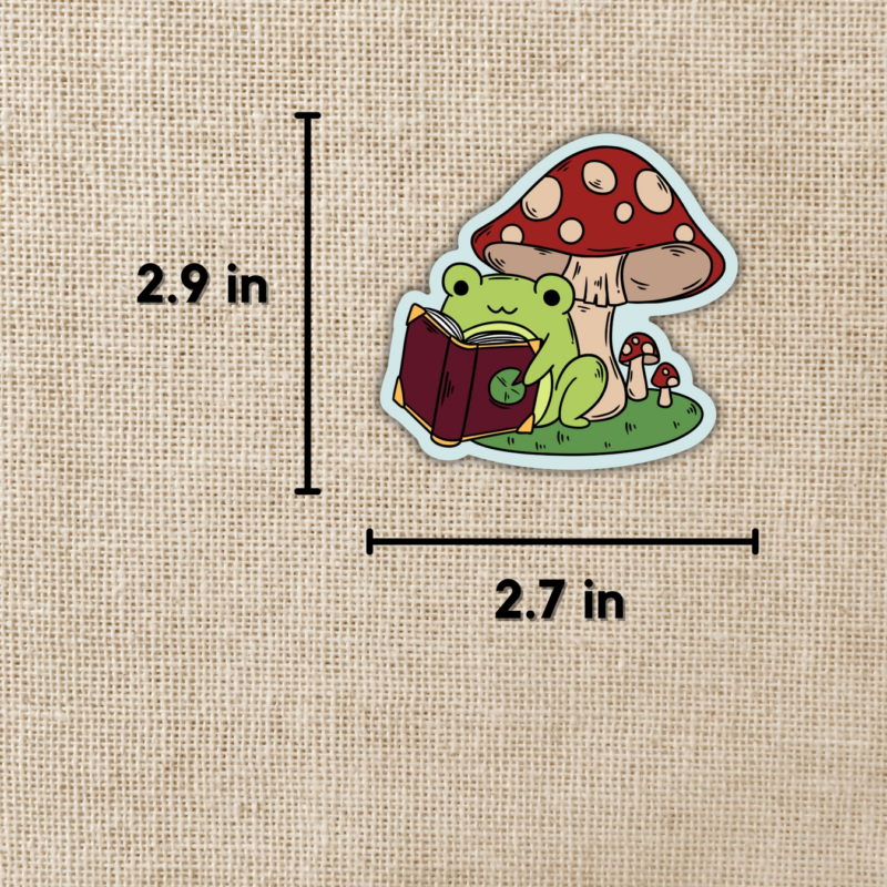 Frog Reading Under Toadstool Sticker from Wildly Enough