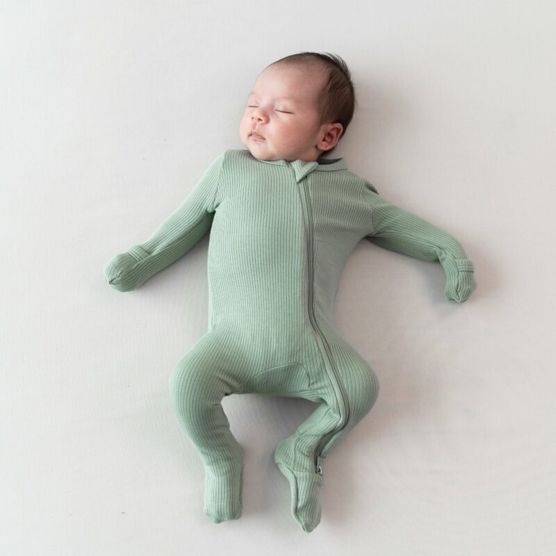 Kyte BABY Ribbed Zipper Footie in Thyme