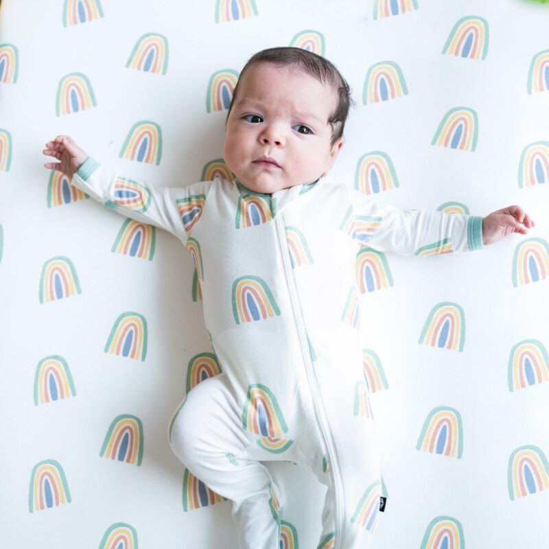 Kyte BABY Zippered Footie in Wasabi Rainbow