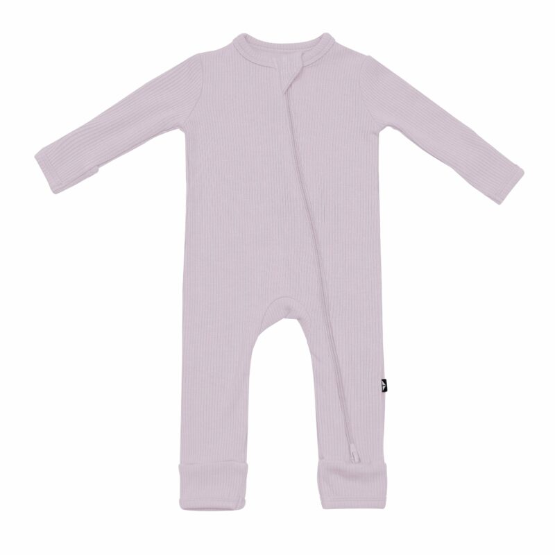 Kyte BABY Ribbed Zipper Romper in Wisteria