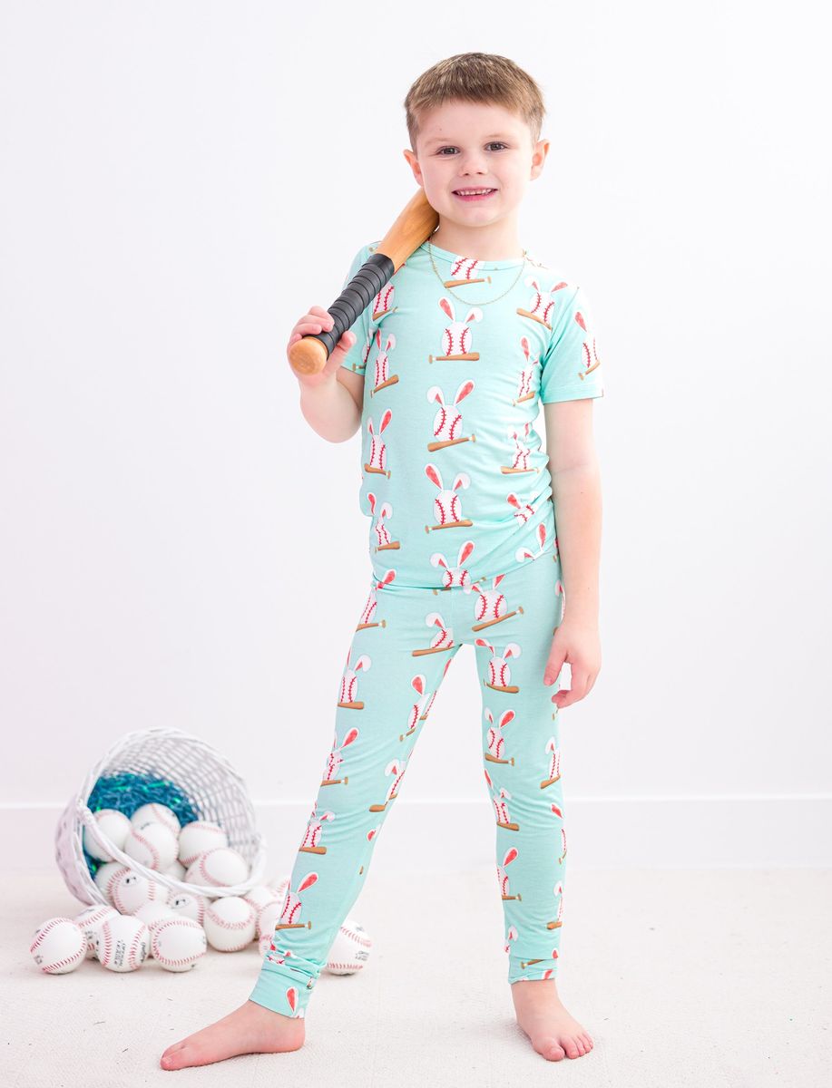 Birdie Bean Baseball Bunnies Bamboo Viscose Two Piece Pajama Set