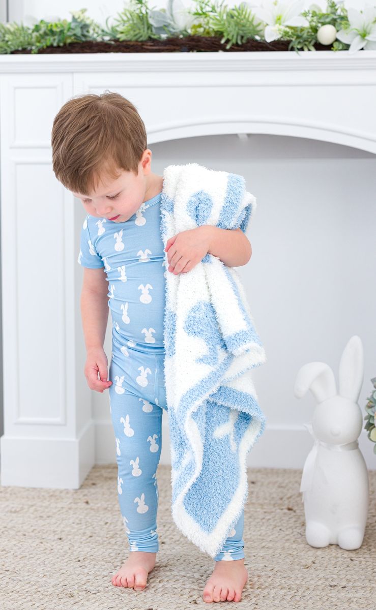 Birdie Bean Blue Bunny Microfiber Stroller Blanket