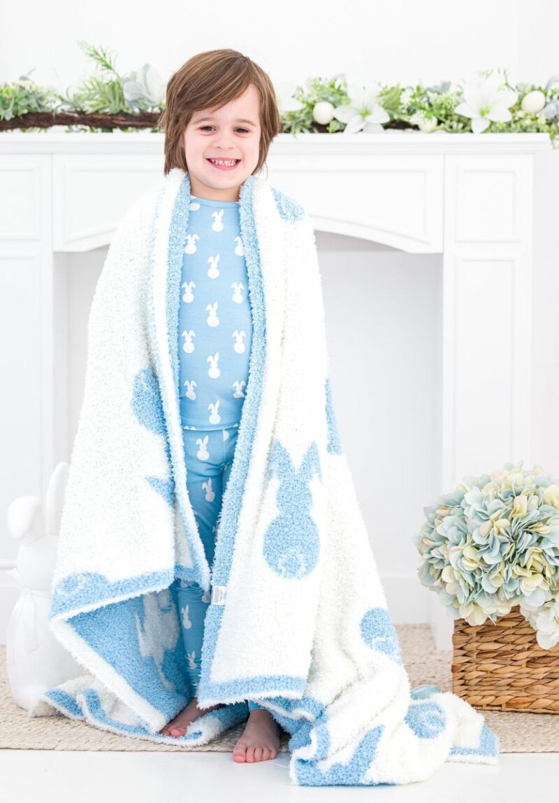 Birdie Bean Blue Bunny Microfiber Toddler Blanket