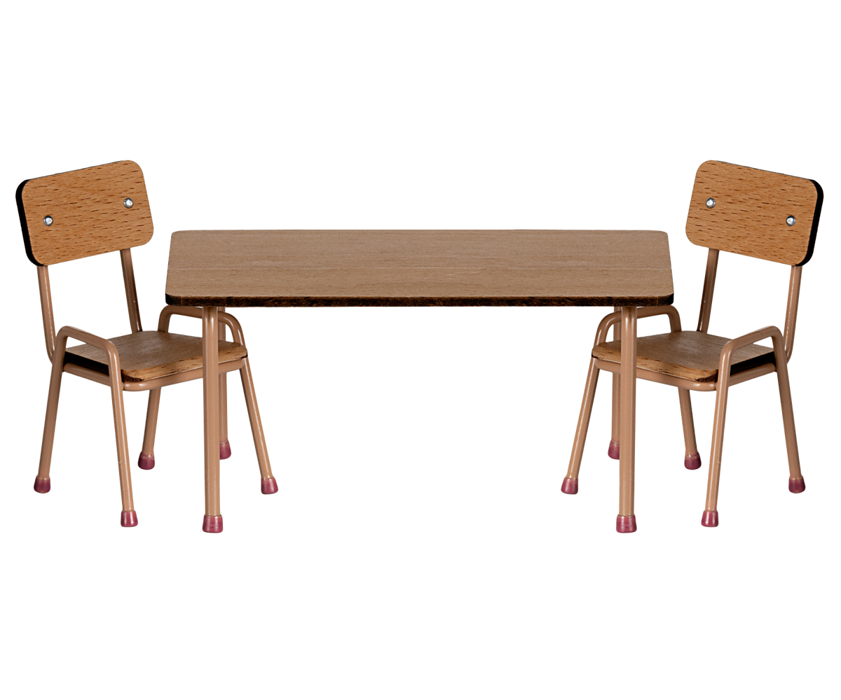 Maileg Table and Chair Set In Dark Powder For Mouse