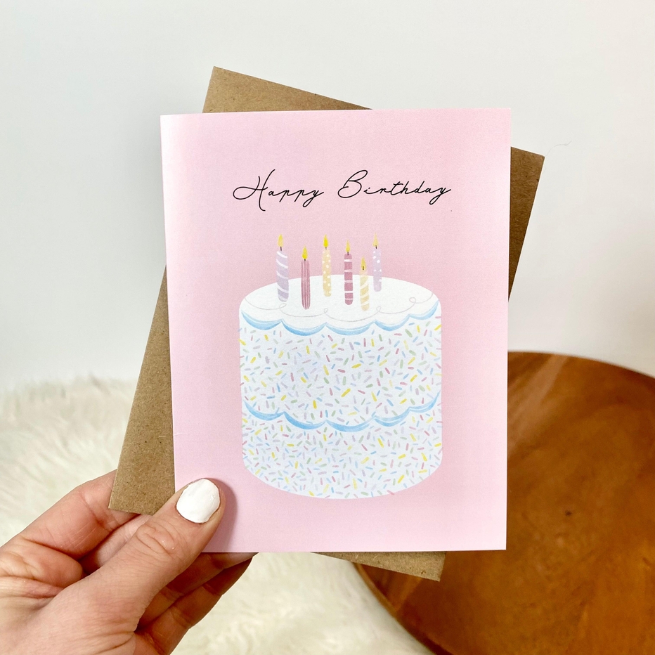 Big Moods Happy Birthday Elegant Cake Birthday Card