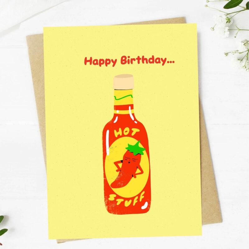 Big Moods Happy Birthday Hot Stuff Hot Sauce Birthday Card