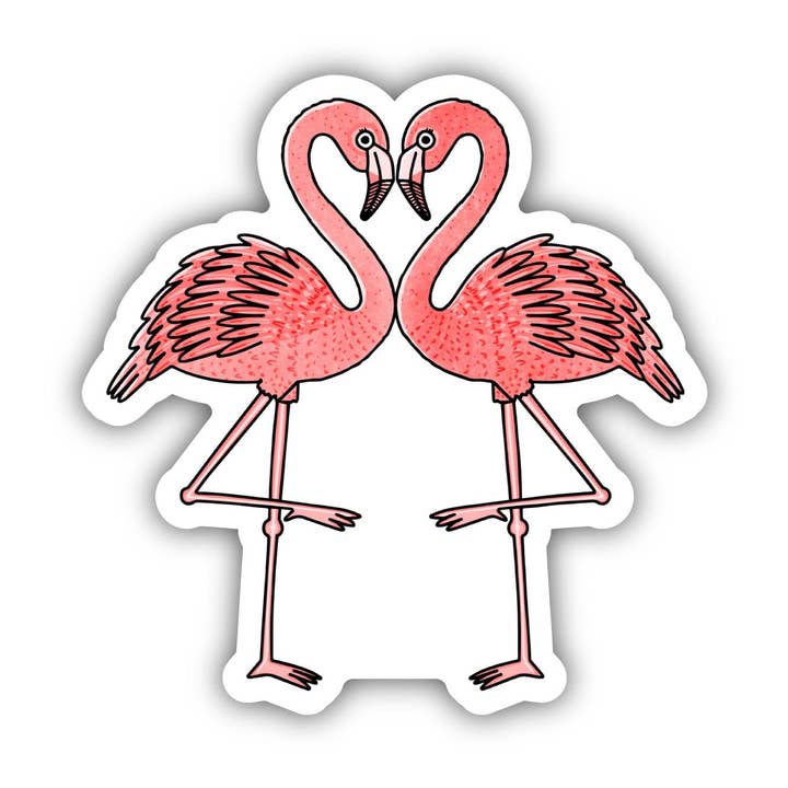 Big Moods Pink Flamingos Heart Sticker