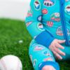 Baseball Patches Bamboo Viscose Convertible Romper from Birdie Bean