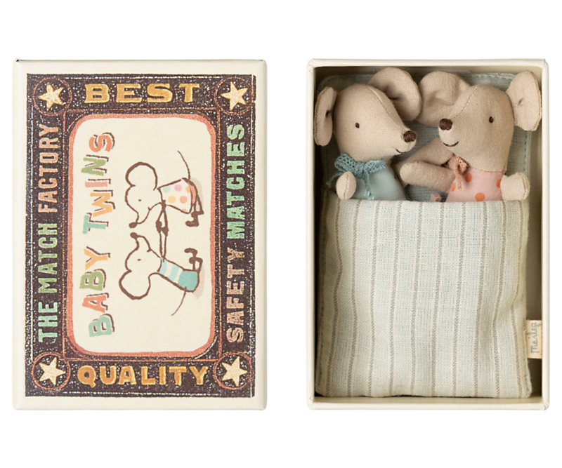 Maileg Twins Baby Mice In Matchbox