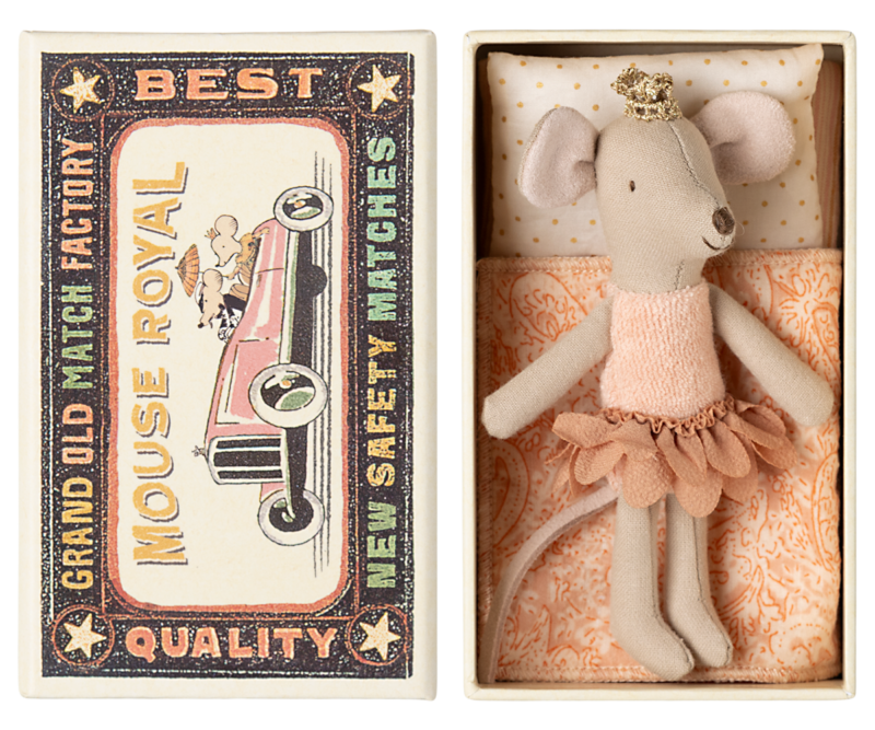 Maileg Little Sister Princess Mouse In Matchbox