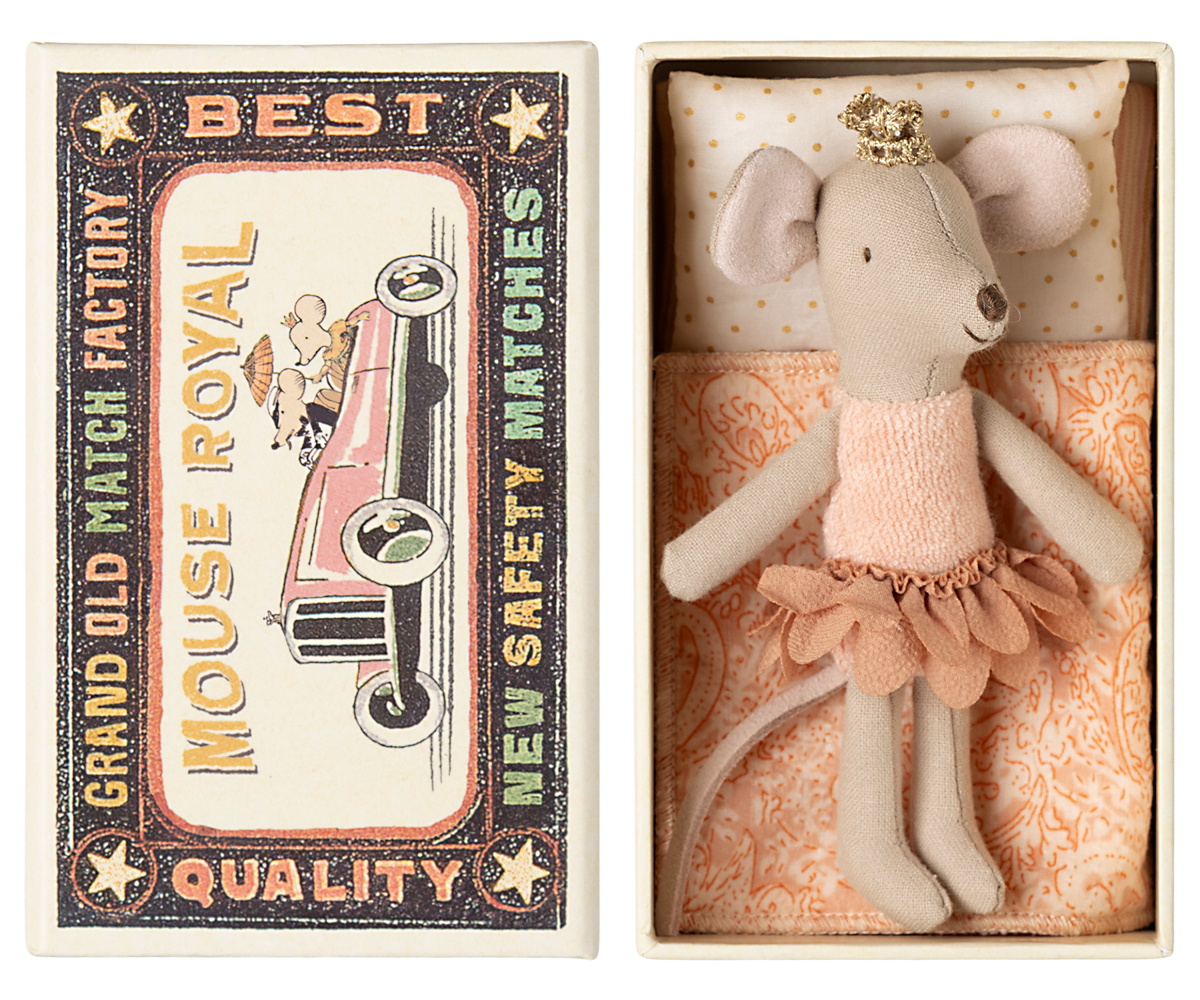 Maileg Little Sister Princess Mouse In Matchbox