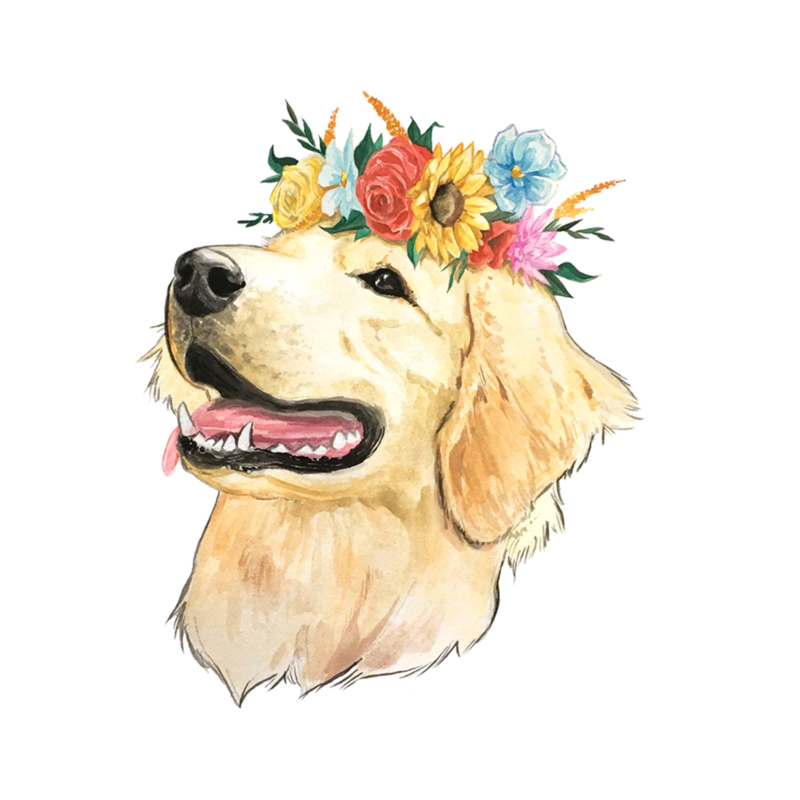 Big Moods Flower Crown Golden Retriever Sticker