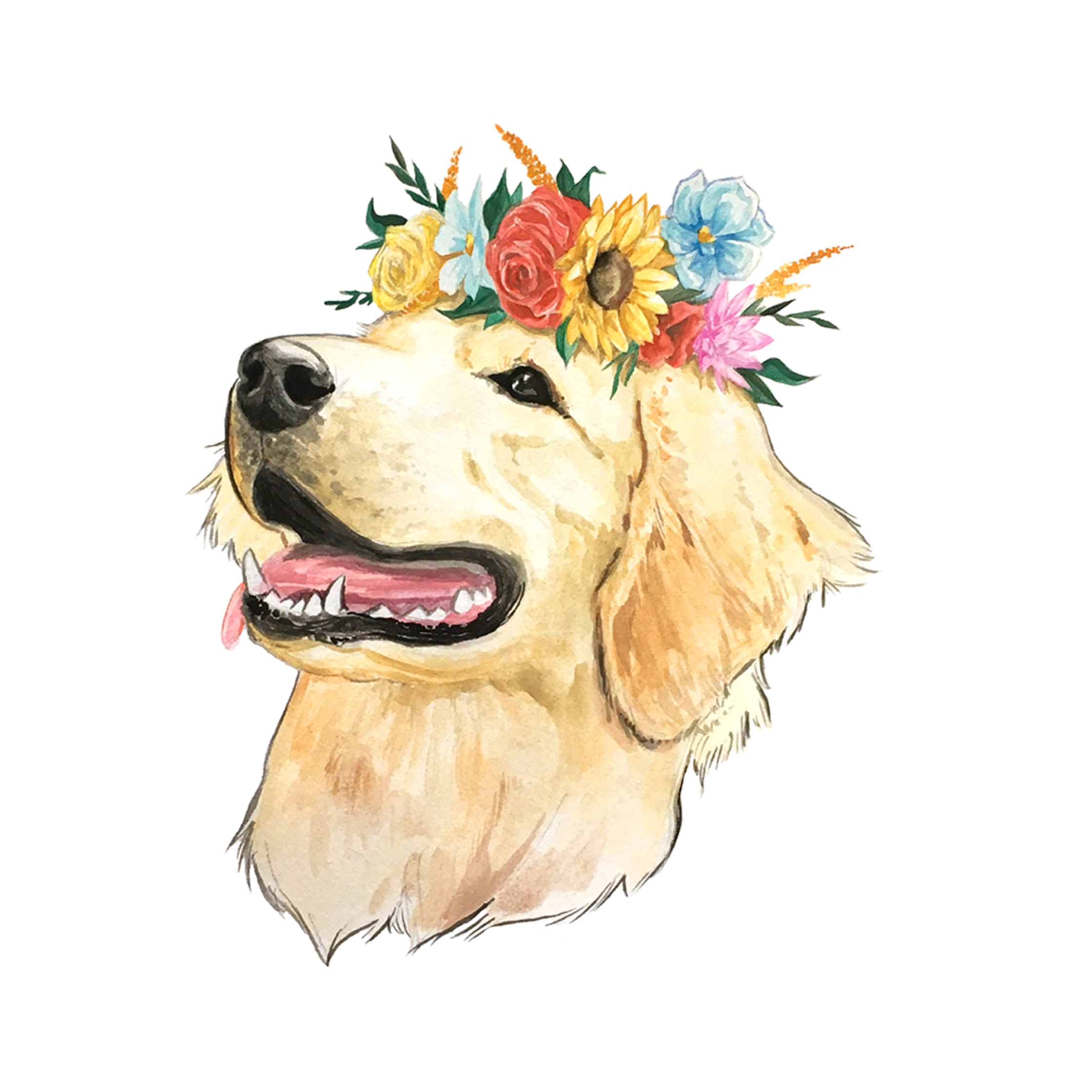 Big Moods Flower Crown Golden Retriever Sticker