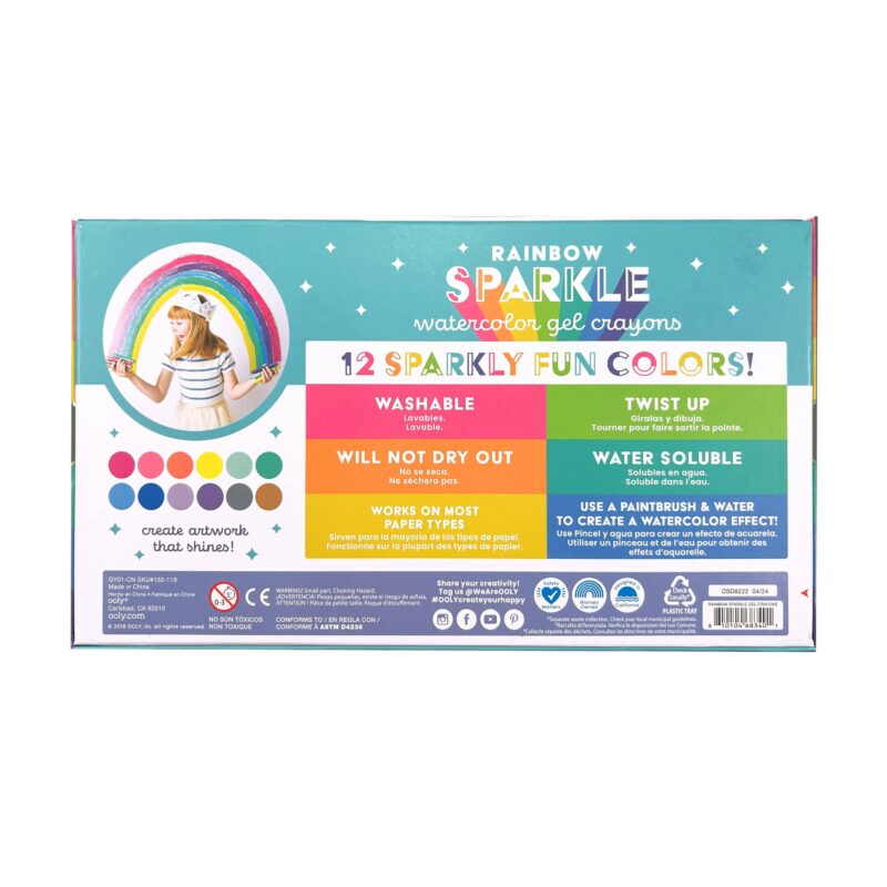 Rainbow Sparkle Metallic Watercolor Gel Crayons - Set of 12 from OOLY