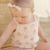 Quincy Mae Waffle Cinch Romper In Tulips