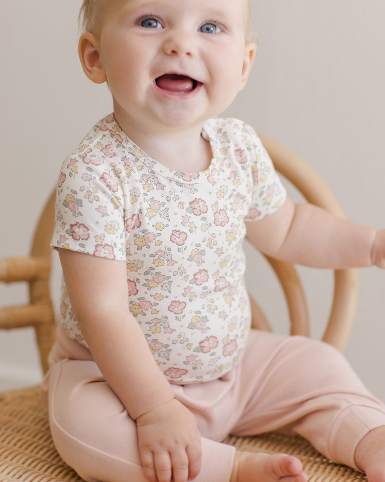 Quincy Mae Bamboo Short Sleeve Bodysuit In Bloom