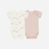 Quincy Mae Short Sleeve Bodysuit 2 Pack In Swans and Bubblegum