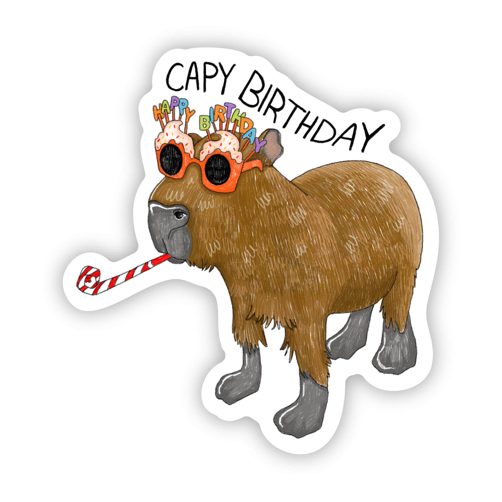 Big Moods Capy Birthday Capybara sticker